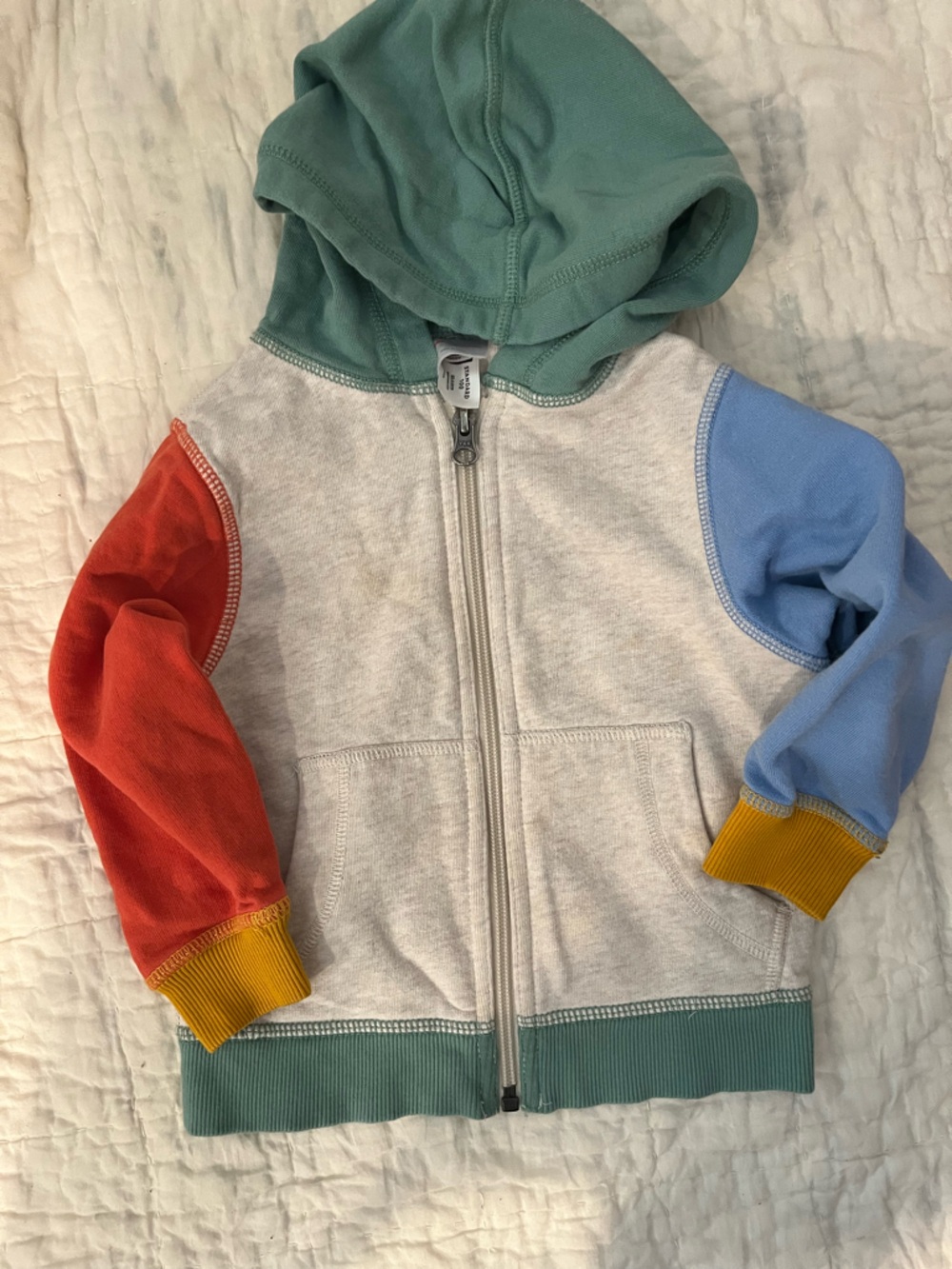 Hanna Andersson Colorblock Hooded Zip Sweatshirt - size 2.